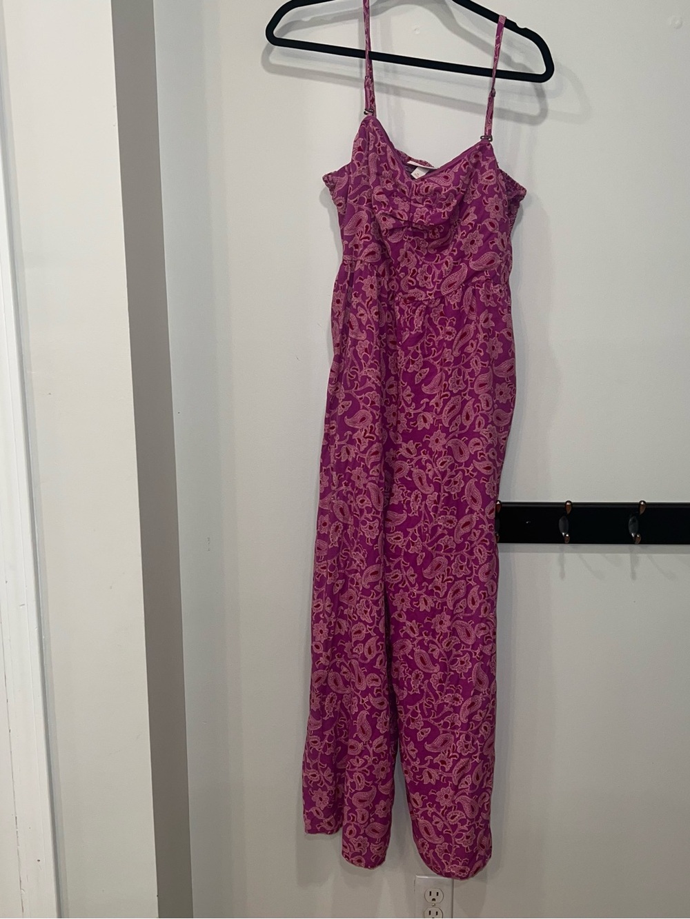 Knox Rose Magenta Paisley Spaghetti-Strap Jumpsuit